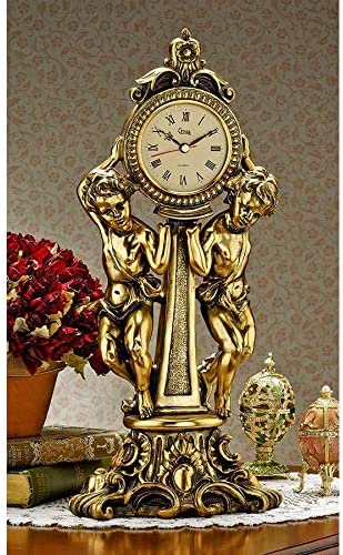 Design Toscano KY5014 Amboise Twin Cherubs Mantle Clock, Gold, Standard - Image 2