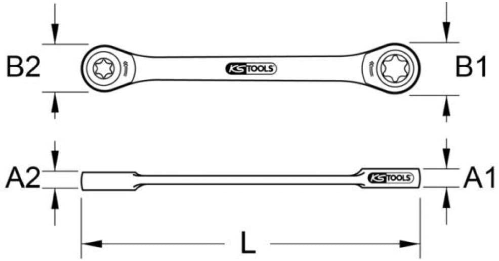 KS Tools 503.4353 E10 x E12 GearPlus Double Ring Ratchet Spanner, White, E10xE12