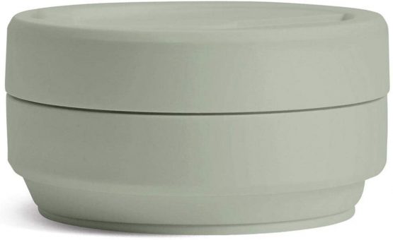 Stojo On The Go Collapsible Coffee Cup | Pocket Size Collapsible Silicone Travel Cup | Brooklyn Collection - 12oz / 355ml - Sage - Image 2