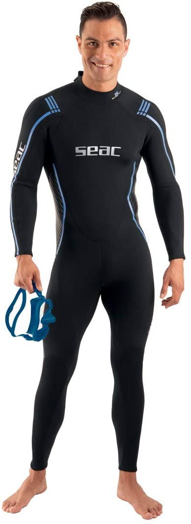 SEAC Feel Man, One-Piece Ultra-Elastic 3 mm Neoprene Wetsuit with Back Zipper for Diving Snorkelling and Freediving