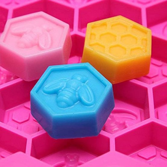 MEETOZ Cake Mold Honeycomb Mould Bee Soap Molds Silicone Molds Flexible Candy Chocolate 19 Cavities Dessert Baking (Orange) - Image 4