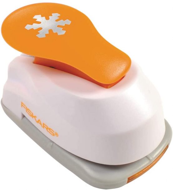Fiskars Motive Lever Punch (3 Pieces), Snowflake/Leaf/Feet, Diameter 1.9 cm, for Left And Right Handers, Plastic/Zinc, White/Orange, Lever Punch, S, 1055441 - Image 4