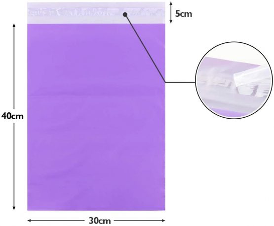 60 Purple Mailing Bags, Anstore Self Seal Postal Bags Large Size Mail Sacks for Packing Packaging Postage Envelopes Mailers, 300mm x 400mm, 12” x 16” - Image 2