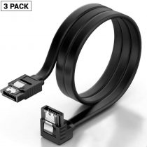 KUYiA SATA Cable III, 35cm Locking Latch Straight to 90 Degree Right Angled 6Gbps Data Leads, HDD SSD DVD Writer Connection Cord Metal Clip L-Type Connector, Compatible Up to Serial ATA/ 600 – 3 Pack