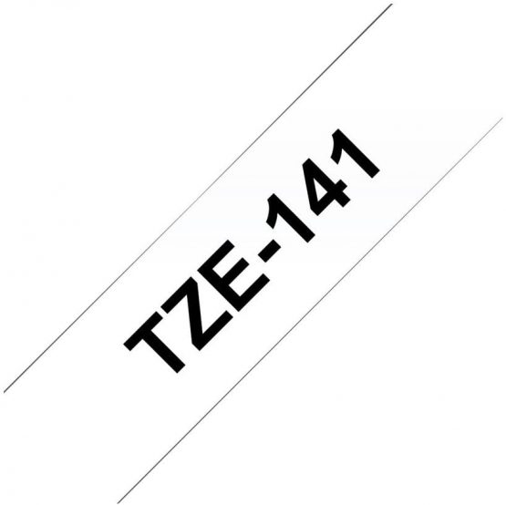 Brother TZe-141 Labelling Tape Cassette, 18 mm (W) x 8 m (L), Laminated, Brother Genuine Supplies - Black on Clear - Image 2