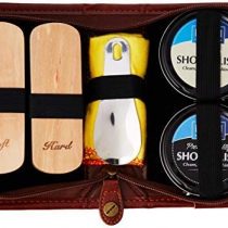 Shoe Shine Kit, Shoe polish Kit, Premium Quality Travel Brush Kit Horse Hair Brush Polish Black Neutral Buff Quality Premium PU Leather Gift