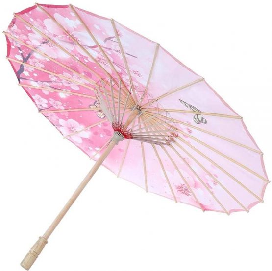 TOPINCN Oil Paper Umbrella Women Handmade Rainproof Handmade Umbrella Windproof Flower Pattern Chinese Classical Dance Umbrella(Pink)