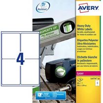 Avery Zweckform Weatherproof Film Labels L4774-20 99.1 x 139 mm White Pack of 80