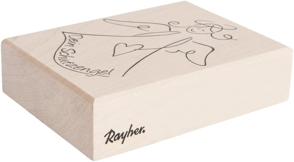 Rayher Wood Mounted Rubber Stamp with Angel Design for Card Making and Scrapbooking Angel Craft Stamp Butterer, 6x8cm, 2808100 - Image 2