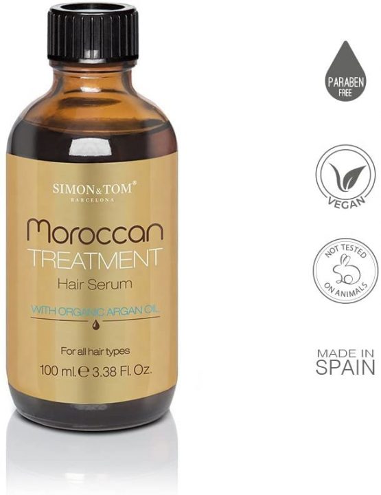 Simon&Tom - Moroccan Argan Oil Hair Treatment - Pure Organic Ingredient Based - Serum For All Hair Types and light-coloured hair - Conditions, detangles and speeds up drying time / 100 ml - Made in Spain. - Image 2