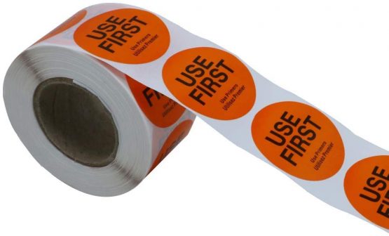 Hybsk"USE First" Trilingual Removable Label 1.5 Inch Total 500 Labels Per Roll (Orange) - Image 3