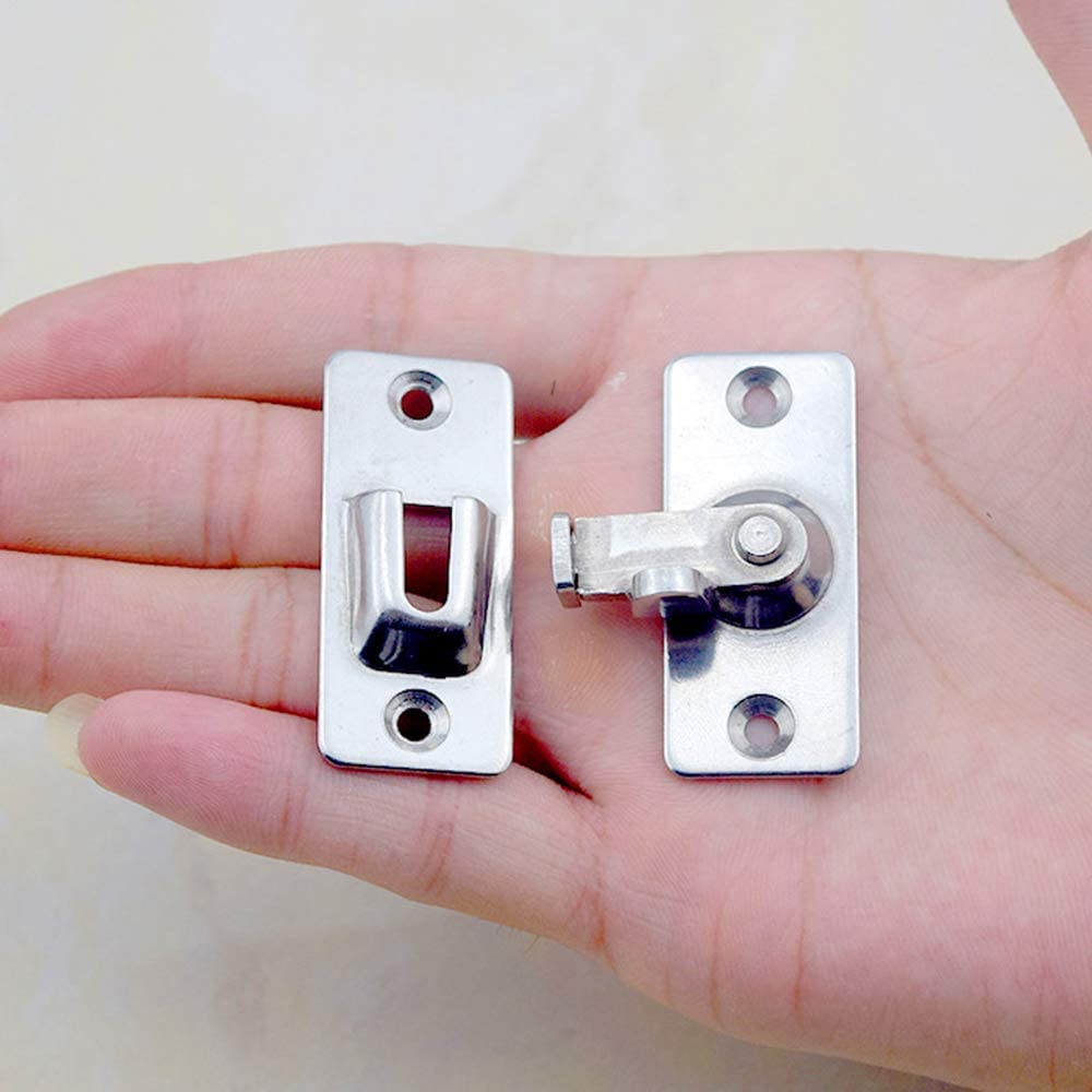 BuxiuGK 90 Degree Right Angle Buckle Hook Lock Bolt Stainless Steel Small Hasp Latch Locks Bolt Household Accessories - Silver - Image 4