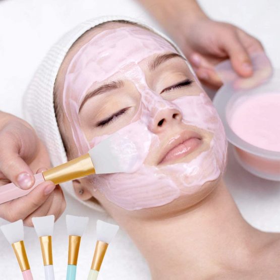 BESLIME Mask Brush, Cosmetic Mask Brush, Silicone Beauty Mask Brush, Beauty Tool for Facial Mud Application, 4 Pieces (Pink+White+Blue+Yellow) - Image 4