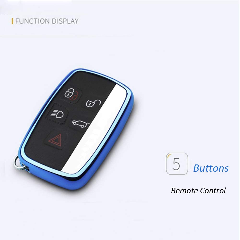 Kelay Soft TPU Key Fob Cover Remote Control Premium Key Protection Case Compatible with Land Rover Discovery Sport Evoque Aurora Jaguar XF XJ XJL XEL XFL F-pace 5 Buttons (blue - Image 4