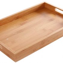PURATEN Wooden Serving Tray with 2 Handles - Wood Ware Tray Tea Rectangular Home Water Kitchen Trays - Medium 30 X 20 X 4cm