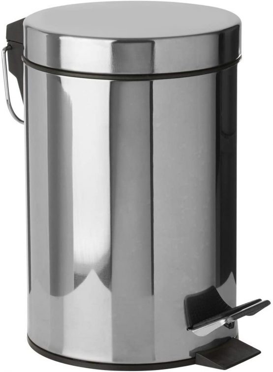 Premier Housewares Pedal Bin Silver Kitchen Bin Stainless Steel Bathroom Bin Pedal Push Kitchen Bins Recycling Bins 3 L