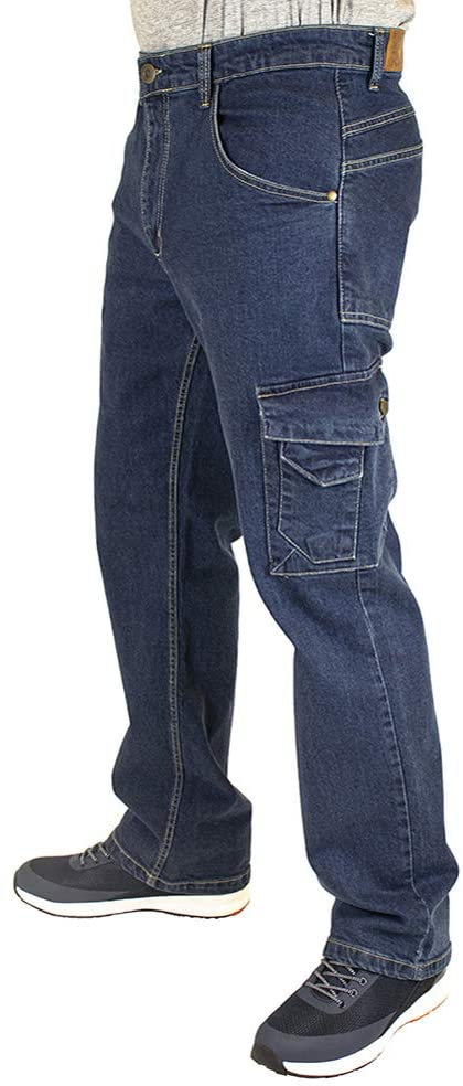 Lee Cooper LCPNT239 Men's Workwear Safety Carpenter Stretch Denim Jeans Work Trousers, Light Blue, 30W / 31L