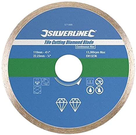 Silverline 868730 Tile Cutting Diamond Blade 115 x 22.23 mm Continuous Rim