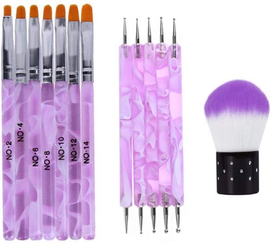 EBANKU 13 PCS Nail Art Brushes Pens Tools Set for Gel Nails, Acrylic Nail Art Dotting Pen Professional for Gel Nail False Tips Designing Painting Detailing