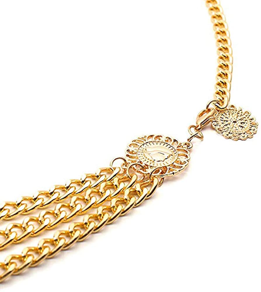 2 Pieces Women Trendy Metal Link Waist Chain Belt,Retro Multi Layer Alloy Body Chain Waistband for Girls,Summer Beach Body Clothing Chain - Image 4