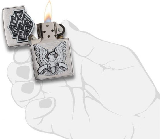Zippo Harley Davidson Made In Usa Emblem Lighter - Brushed Chrome - Image 4