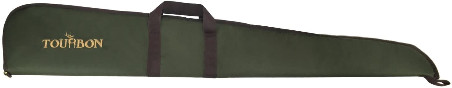 TOURBON Hunting Shotgun Rifle Gun Case Storage Bag With Adjustable Shoulder Strap - Green with Brown Trim (Shotgun)
