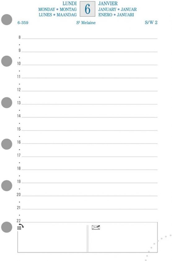Exacompta 14350 Organiser Refill for Exatime 14 / Daily 1 Day per Page January to December in French 2019