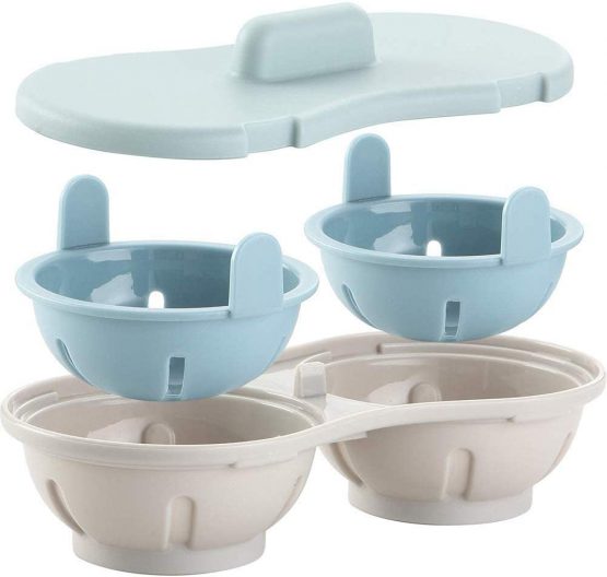 Microwave Egg Poacher, HINMAY Cookware Double Cup Dual Cave High