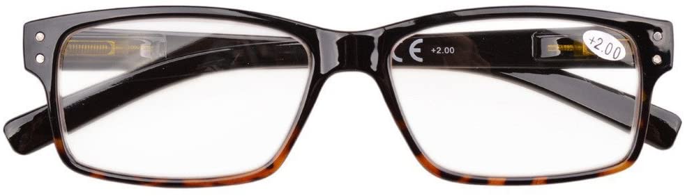 Eyekepper Vintage Reading Glasses-5 Pack,Black-Yellow Tortoise, Black/Yellow-5pcs All Clear Lens, +3.00 - Image 3