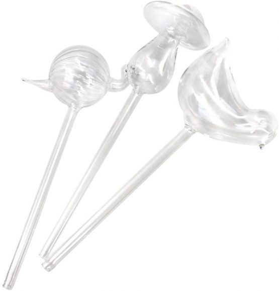 MSYU 3Pcs Self Watering Clear Glass Plant Automatic Watering Bulbs Mushroom Shape Design
