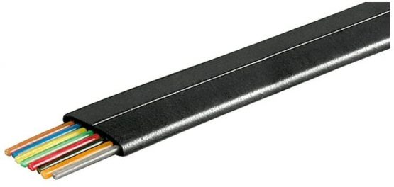 Goobay 93308 Telephone Flat Cable, AWG 28, CCA, Black, 100m Length