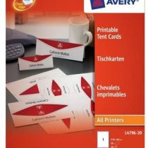 Avery L4796-20 Printable Place/Tent Cards, 1 Card Per A4 Sheet, White