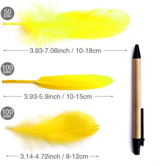 Feather for Crafts,250 Pcs Coloured Feather Striking Feathers for DIY Dream Catchers Natural Crafts Feathers for Wedding/Party/Decorations(3 Sizes) (Yellow) - Image 2
