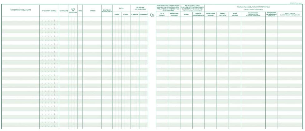 Exacompta, Ref 6620E, Horizontal Single Register of Personnel (Employees and Trainees) Record Book (52 Pages) - Image 2