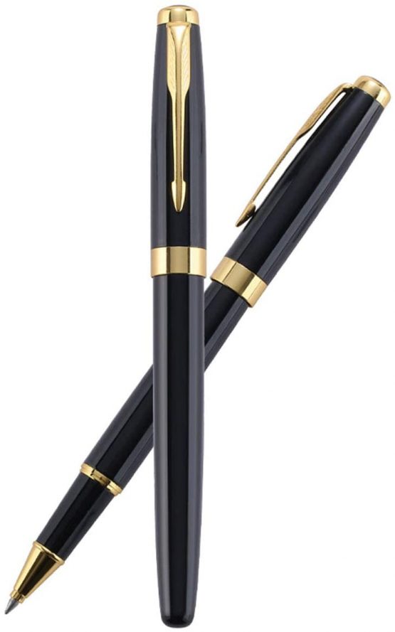 Accod Metal Signature Pen Writing Smooth Black Ink Ballpoint Pen Business Gift Pen with Two 0.5mm Refills Gift Box for Women or Man-Black - Image 2