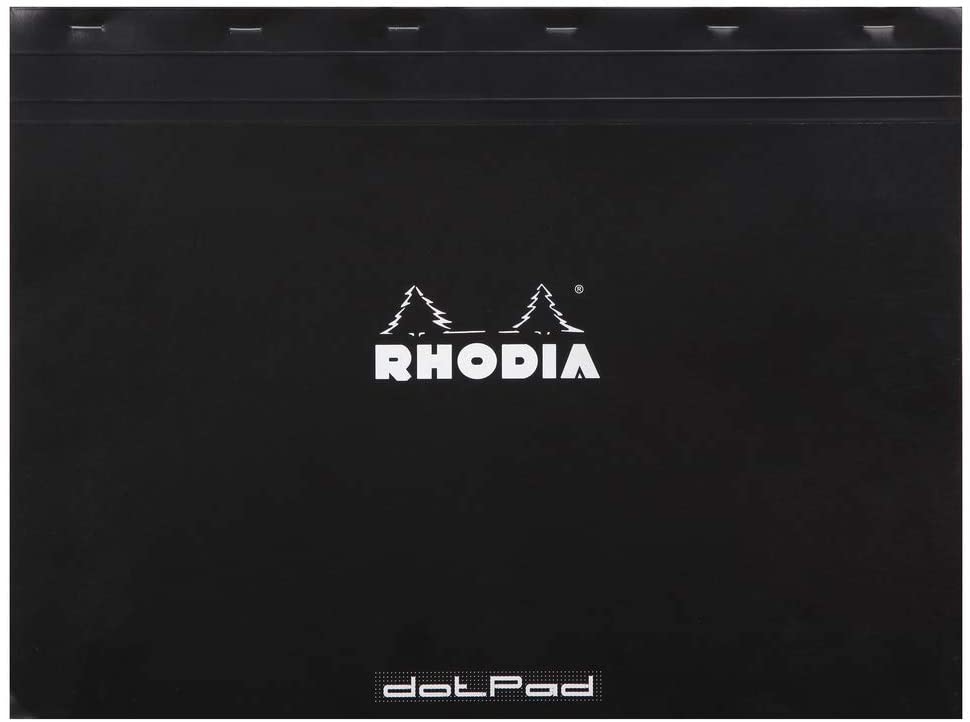 RHODIA 38559C, Stapled Notepad Dot pad N°38 Black, A3, Dot Dotted, 80 Detachable Sheets, White Clairefontaine Paper 80 g/m