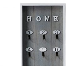 LIOOBO Wall Mounted Key Holder Wood Decorative Home Sign Key Hooks for Living Area Kitchen Keyring Rack Home Holder (Grey)