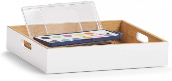 Zeller White Bamboo Storage Box, ca. 30 x 27 x 6 cm - Image 2