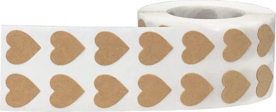 Brown Natural Kraft Heart Stickers, 13 mm 1/2 Inch Valentine's Day Labels 1000 Pack - Image 2