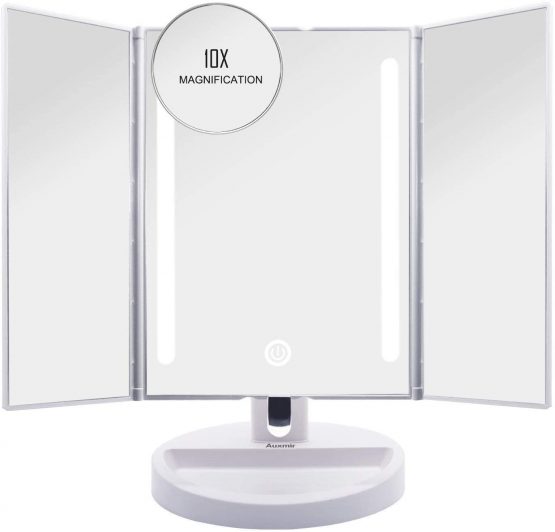 Auxmir Lighted Makeup Mirror, Trifold LED Mirror, Vanity