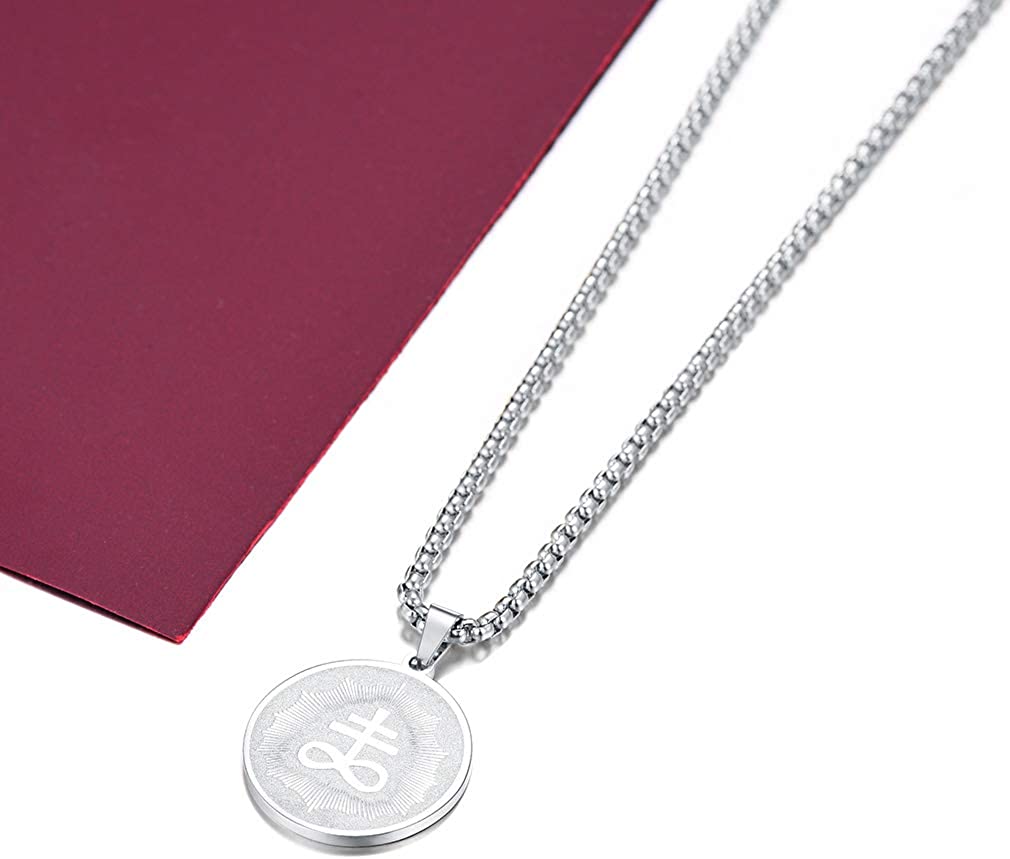FaithHeart Womens Satanic Jewellery Silver Plated Leviathan Cross Pendant Protective Amulet Necklace Stainless Steel Coin Charm Catholic Gifts - Image 4
