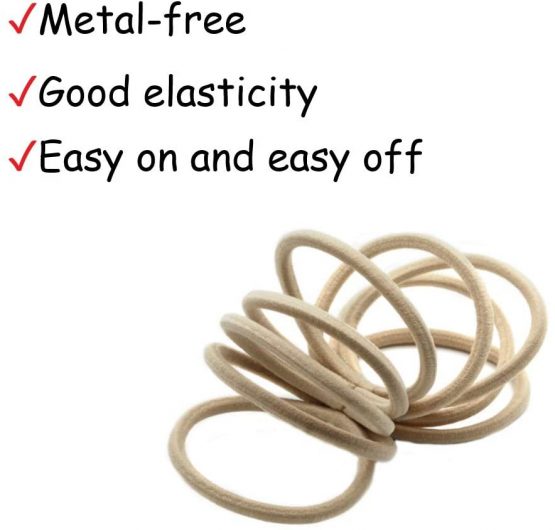 Dofash 30Pcs Super Elastic Hair Ties Ponytail Holders No Crease Hair Bands for Women Girls Thick Hair 1.6"x4mm (Beige/Blonde) - Image 2