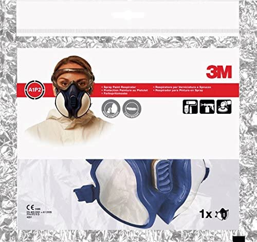 3M Spray Paint Respirator 4251+, A1P2, Maintenance Free Half-Mask, Against Organic Gases And Vapours, 1 Pack,Blue - Image 3