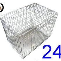 Ellie-Bo Dog Puppy Cage Small 24 inch Silver Folding 2 Door Crate with Non-Chew Metal Tray