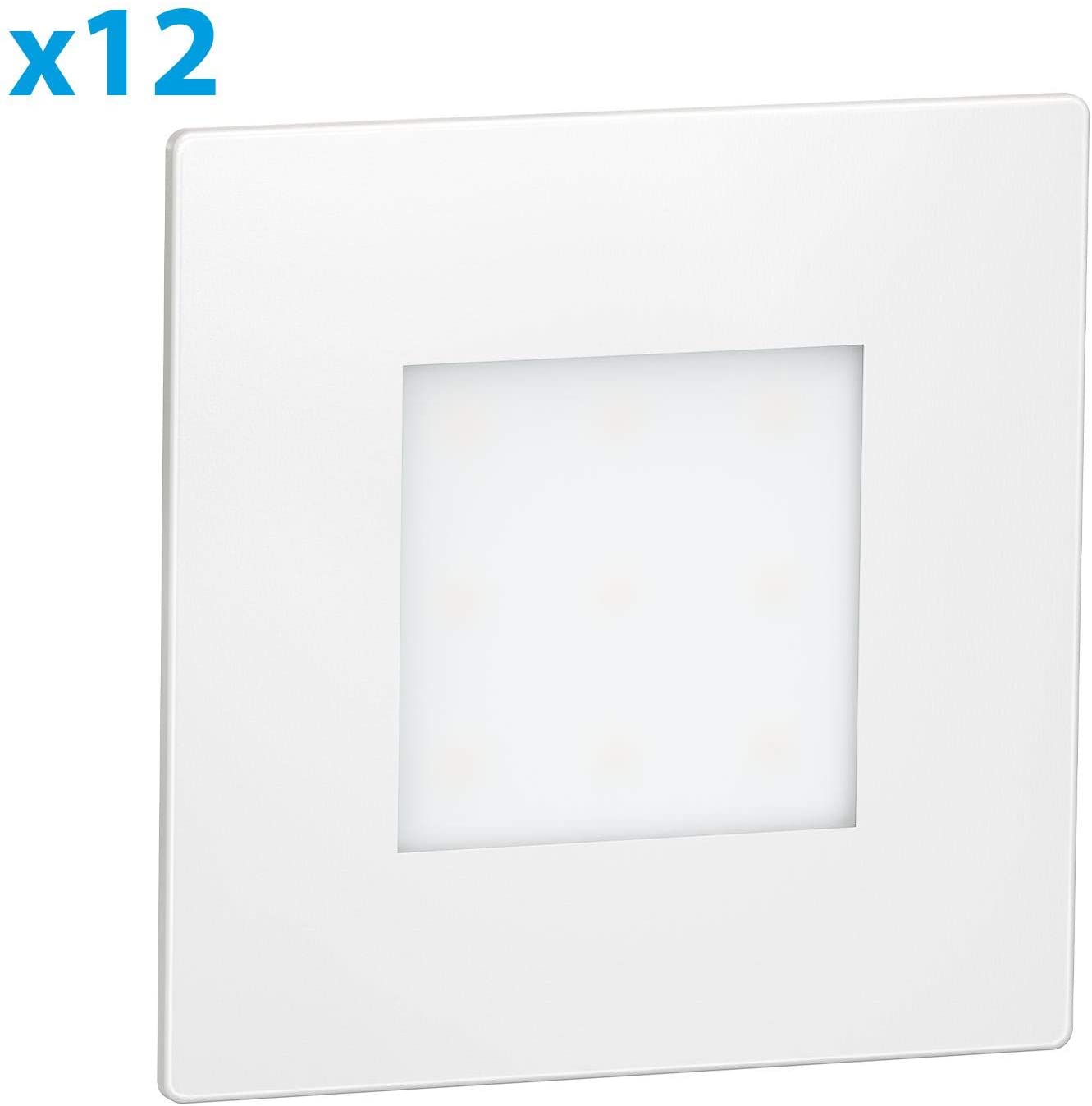ledscom.de 12 LED Staircase Light/recessed wall Light FEX for Indoors and Outdoors Angular, 85 x 85mm, Warm White