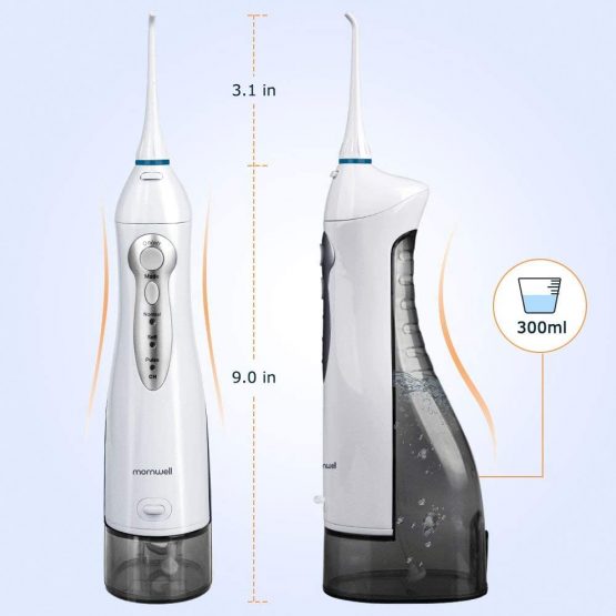 Water Flosser for Teeth,Mornwell Portable Oral Irrigator Water Dental Flosser IPX7 Waterproof 300ML 3 Modes 4 Jet Tips Deep Clean Helps Whiten Teeth, USB Rechargeable for Travel with FDA Approved - Image 4
