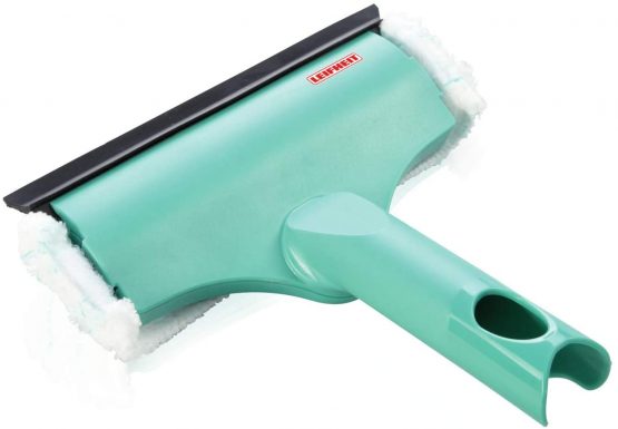 Leifheit 3-in-1 Mini Window Cleaner with Microfibre Fleece, Window Squeegee and Frames, Squeegee with Compatible with Click-System Handle, 20 cm