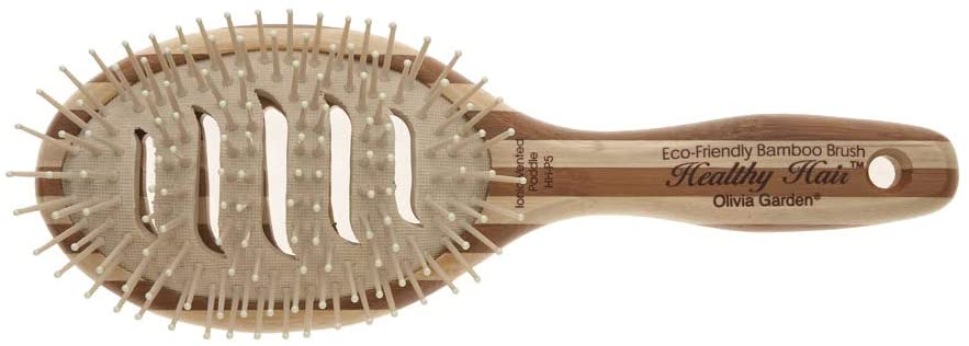 Olivia Garden Bamboo Touch Brush - Eco-conscious Bamboo Detangle Hair Brush, Nylon Bristles - Size M, Bois, Vent