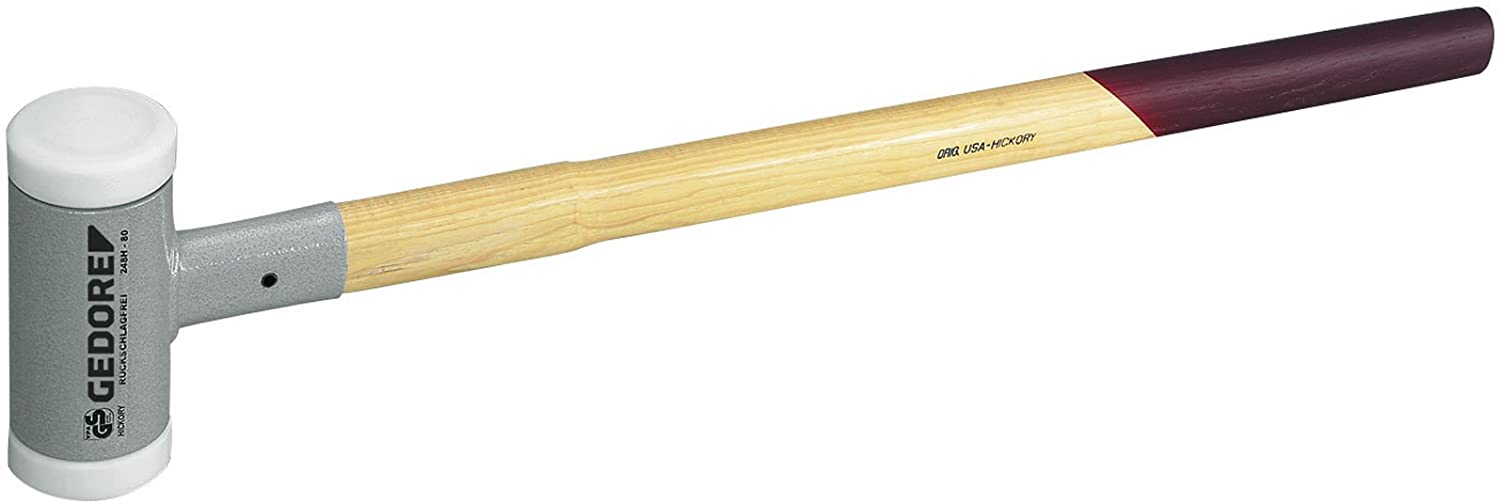 Gedore Non-Rebound Soft Hammer, Diameter 100 mm, Hickory Handle, Interchangeable Polyamide Heads, Brown , Grey