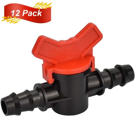 LYTIVAGEN 12 PCS Plastic Garden Faucet, Pipe Irrigation Valve 16 * 16mm Pipe Valve Switch for Outdoor Garden Water Valve Control (Black + Red)
